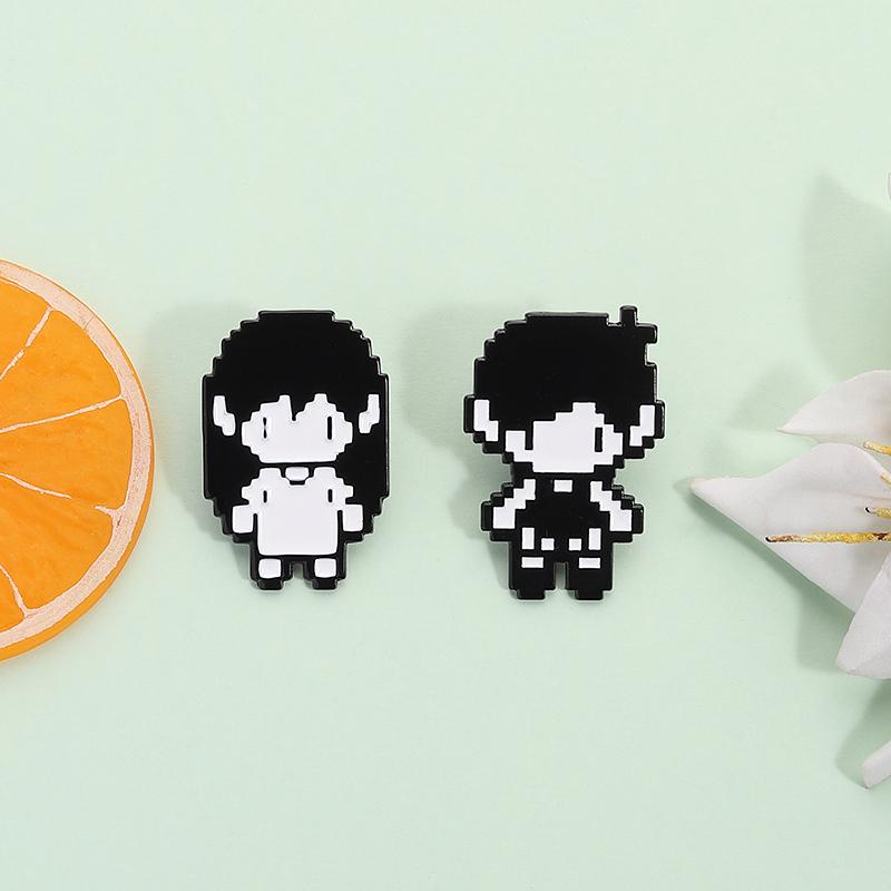 RPG Game Omori Pixel Figure Enamel Pin Anime Cosplay Omori Aubrey Kel Hero Sunny Metal Brooches Lapel Badge Funny Jewelry Gifts