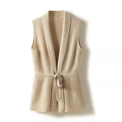 Selling Cashmere Vest Women's V-neck Solid Color Sleeveless Knitted Cardigan Women's Sweater Loose All-match  Pure Wool