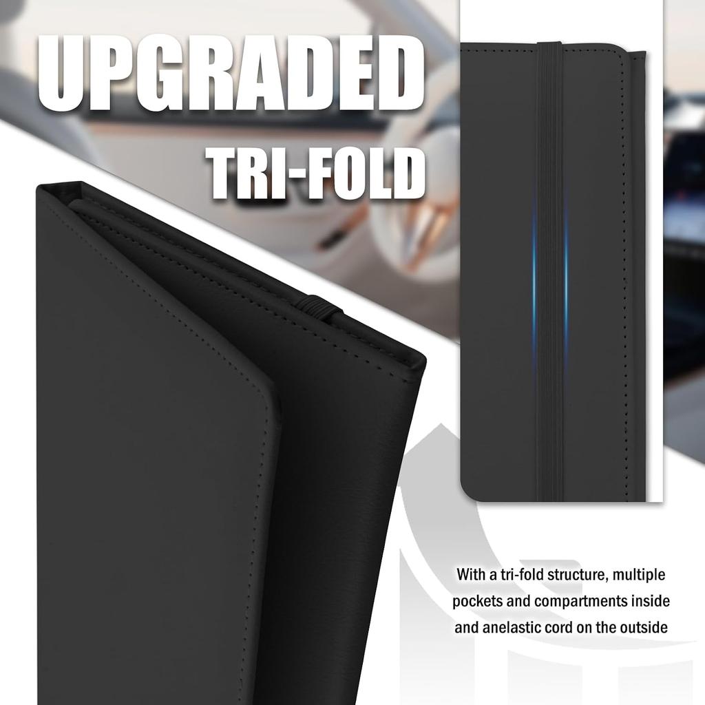 Tri-folding Car Registration and Insurance Holder,Upgraded Car Registration and Insurance Card Holder with Multiple Pockets,Large Capacity Cars