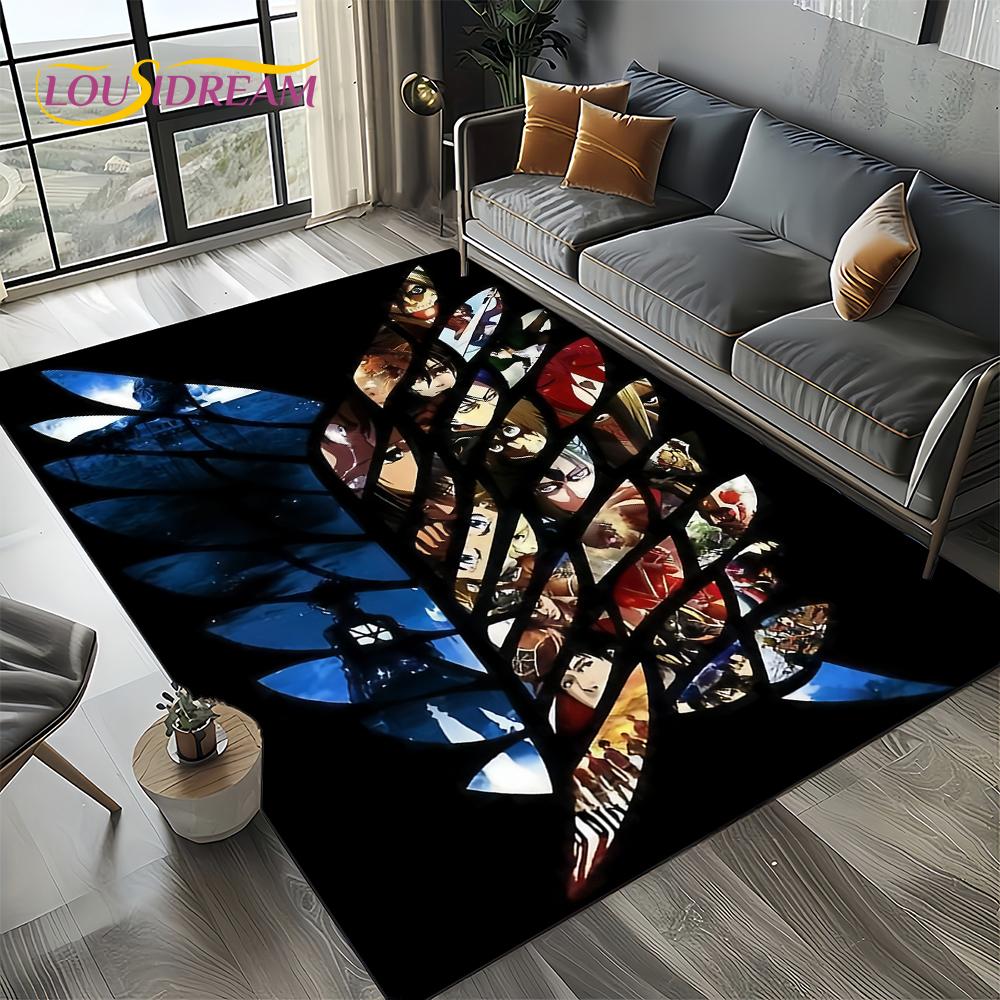 Attack on Titan Eren Anime Cartoon Carpet Rug for Bedroom Living Room Home Sofa Decoration,kids Play Decor Floor Mat Gift