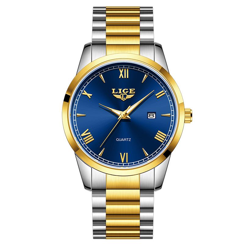 LIGE Original Fashion Watch Man Waterproof Luminous Date Men Watch Stainless Steel Quartz Business Men's Watches