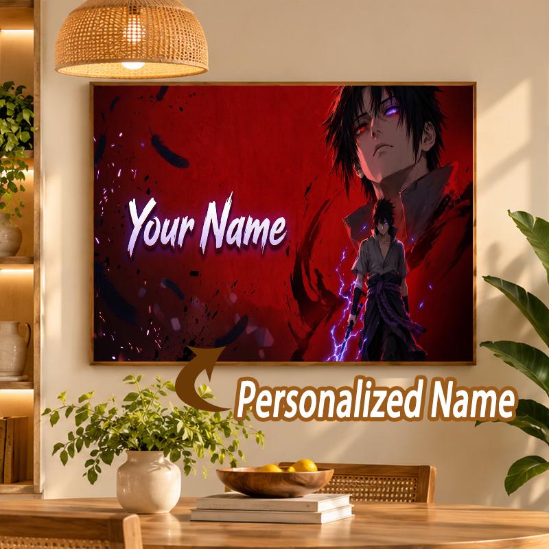Sasuke Uchiha Custom Name Diamond Painting Personalized 5D Full Drill DIY Diamond Art Home Decor