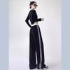 Women's Retro Striped Colorblock Wide-Leg Sweatpants