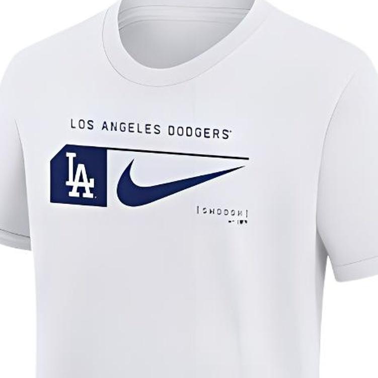 Nike MLB T-Shirt Los Angeles Dodgers Simple Logo Print Crew Neck Casual Short Sleeve Kids tops White 3Z3B7NMB2-LAD