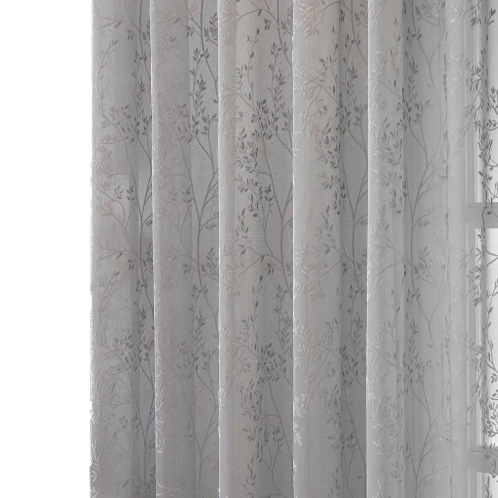 Tenda Jacquard Floreale Francese Lussuosa e Trasparente per una Morbida Trasmissione della Luce, con Passanti per Bastone - Perfetta per Finestre di Camera da Letto e Balconi