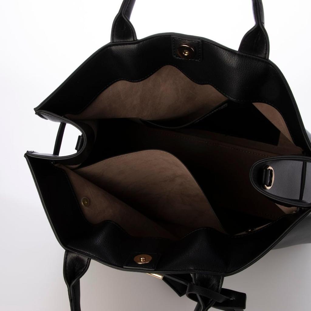 Kashkash 2-Way A4 Tote Bag with Twisted Belt, 10-00-01510, Women's, Black