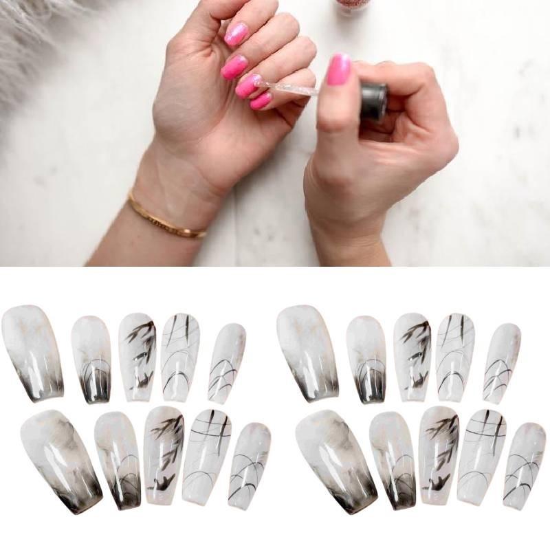 Nail Stickers Drawn Ink Landscape Painting Art For Whitening And Detachable