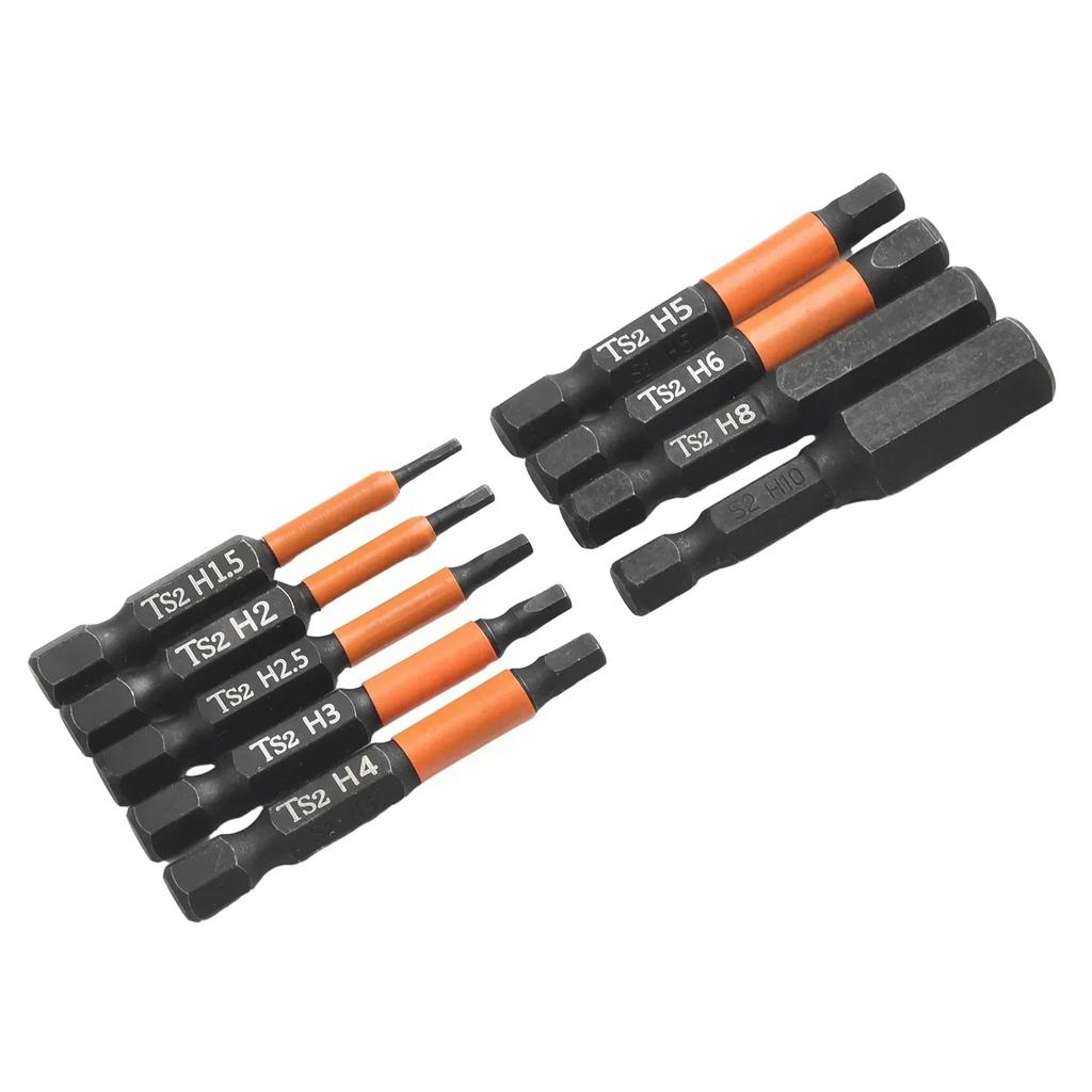 High Hardness Screwdriver Bits Electric Screwdriver Orange 50mm Length Alloy Steel H1.5-H10 Hex Screwdriver Bit
