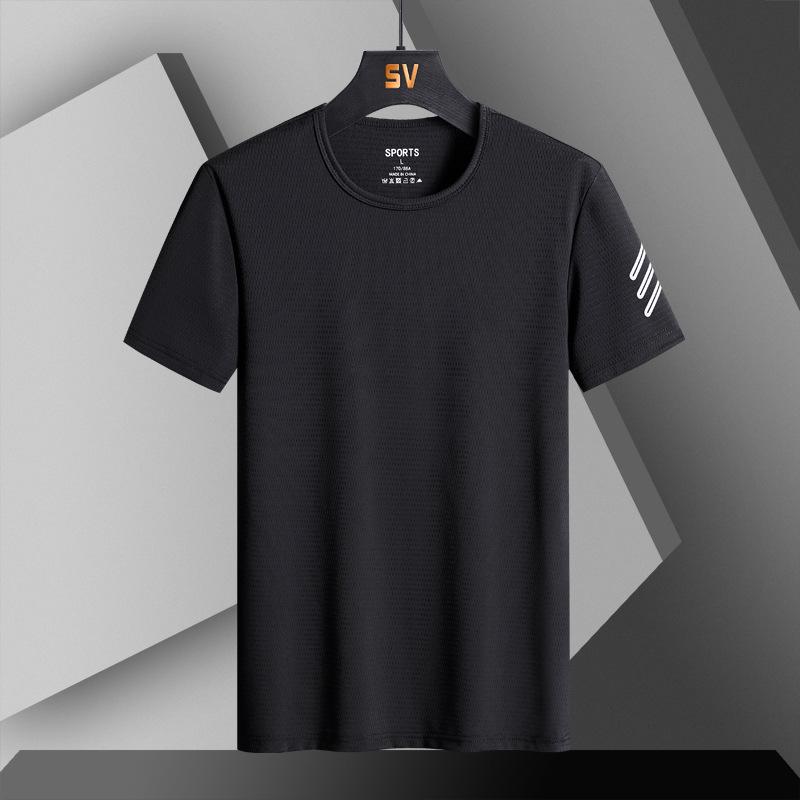 Ledové hedvábné cool tričko s krátkým rukávem Pánské tričko s polovičními rukávy větší velikosti Fitness tričko Top
