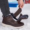 Winter leather outdoor walking shoes dad cotton shoes velvet warm large cotton high top cotton shoes mom snow boots