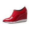 FOREADA Scarpe da Donna con Tacco Alto Zeppe in Vernice Scarpe con Tacco Alto Zip Punta Appuntita Scarpe da Donna Nuova Primavera Rosse Taglia 34-40