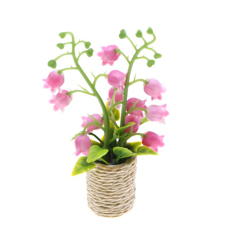 1:12 Dollhouse Miniature Lily Of The Valley Potted Plant Flowerpot Bonsai Home Model Decor Toy Doll House Accessories