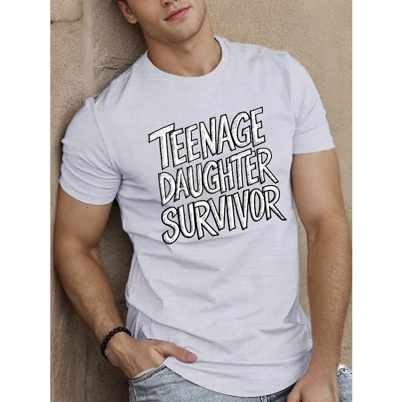

ПОДРОСТОК ДОЧЬ ВЫЖИВШАЯ Мужская футболка с коротким рукавом Летняя футболка Топ, Оверсайз, Крутая, Повседневная и Модная S