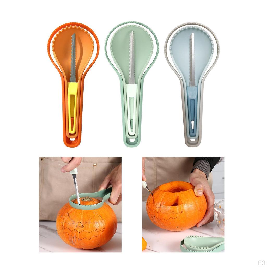3Pcs Halloween Pumpkin Carving Kit Sculpting Tools Lightweight Food Serrated Stackable for