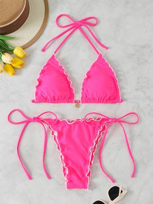 Bikini Micro a Triangolo Sexy 2026 Costume da Bagno da Donna Costume da Bagno Due Pezzi per Abbigliamento da Spiaggia Femminile Set Bikini con Laccio Costume da Bagno a Perizoma