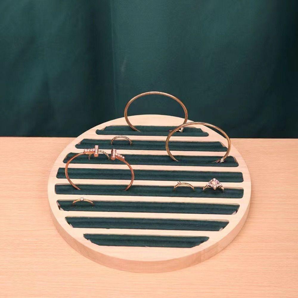 Wood Jewelry Tray Round Shape Jewellery Storage Stand Bracelet Display Stand  Counter Display