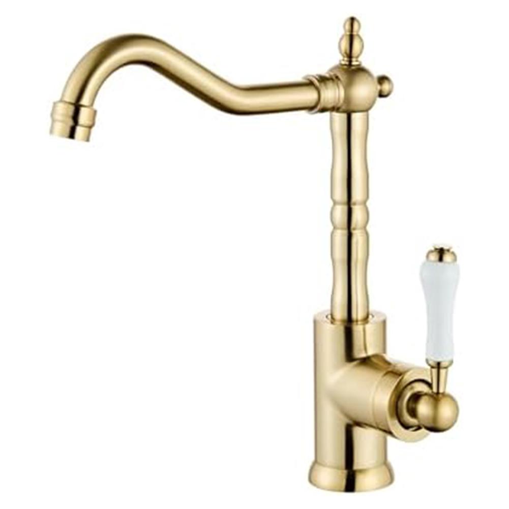 

Polished Finish Brass Kitchen Faucet 360 Rotation Single-handle Operation For Farmhouse Sink Black silver gold