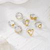 7Pcs Chunky Geometric Heart Shell Ring Set for Women Stainless Steel Dual Tone Stackable Y2K Trendy Statement Knuckle Jewelry
