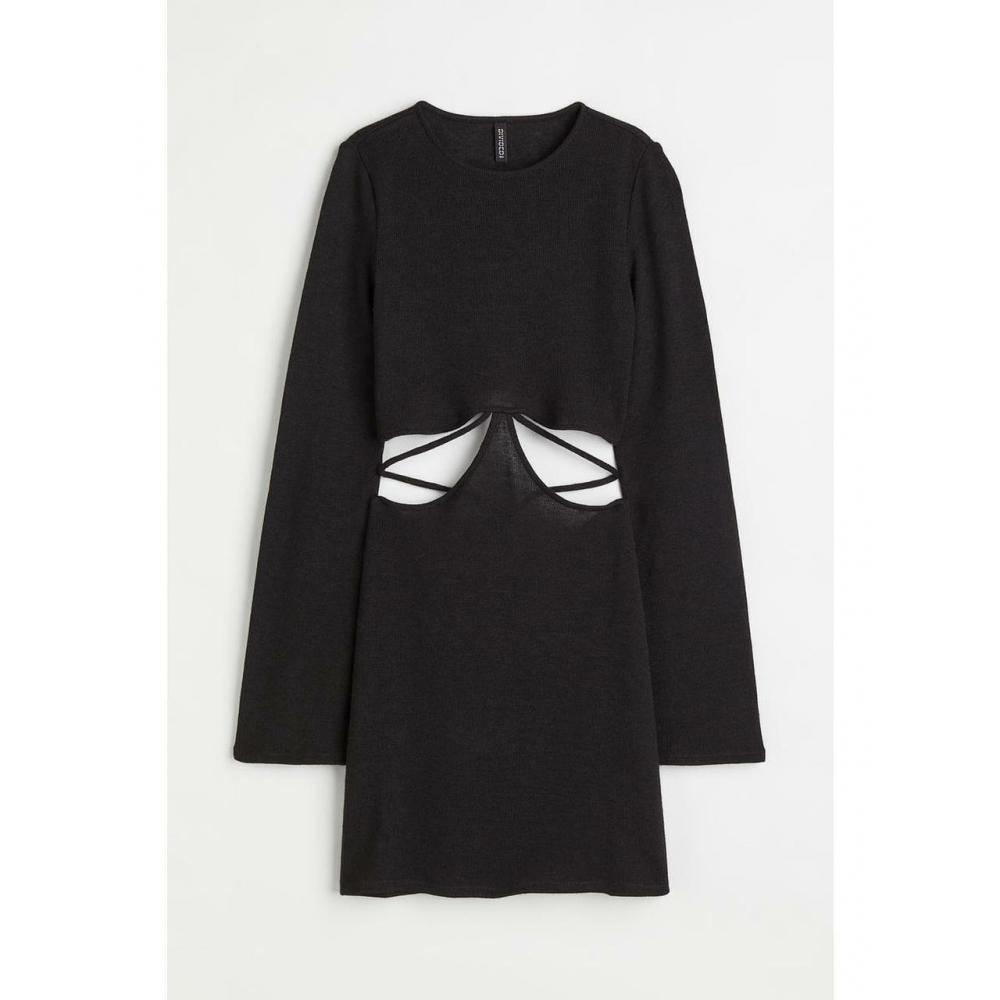 

H&M платье тонкой вязки черное 1053643001