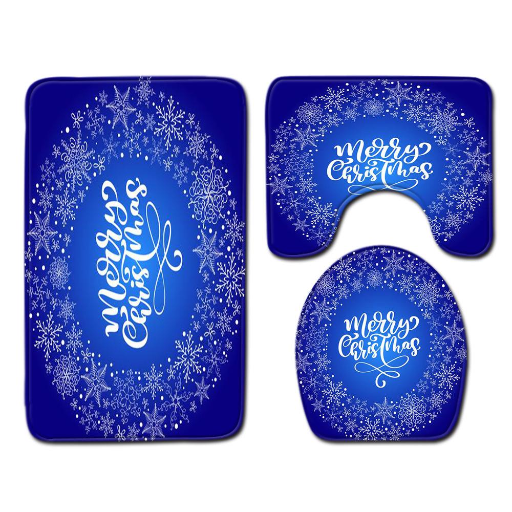 

Рождественский коврик для ванной, туалетный трехпредметный набор 45cmx75cm
