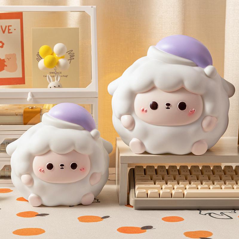 New Meimei Sheep Piggy Bank: Cute, Cartoon-Inspired, Drop-Proof Vinyl Savings Bank for Kids - Perfect Creative Gift and Decoration