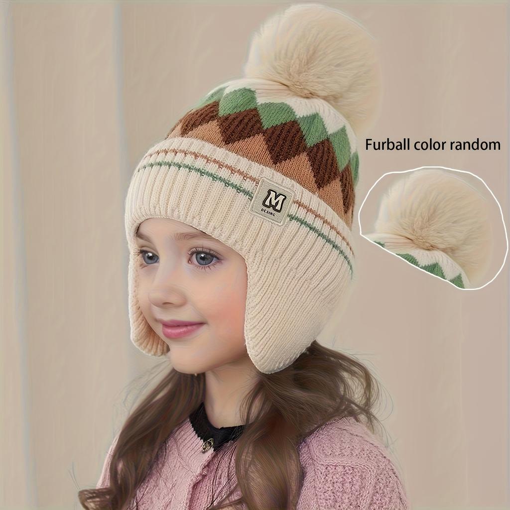 1 Winter Thickened Fleece-Lined Knit Hat for Kids, Unisex Warm Ear Protector, Suitable for Daily Wear, School, and Cycling,Thickened Winter Hat