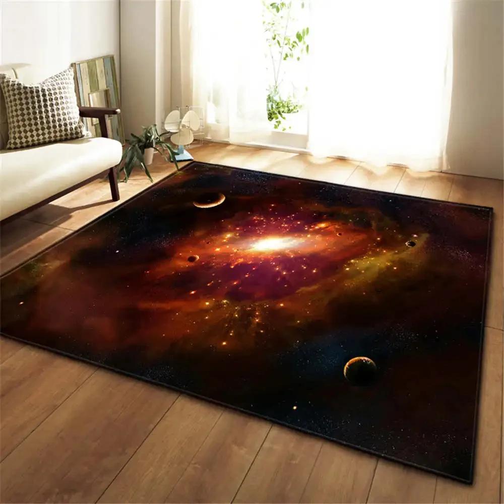 Universe Planet Living Room Rug Hallway Carpets Boys Kids Play Nebula Galaxy Bedroom Bedside Rug Kitchen Bathroom Floor Mat