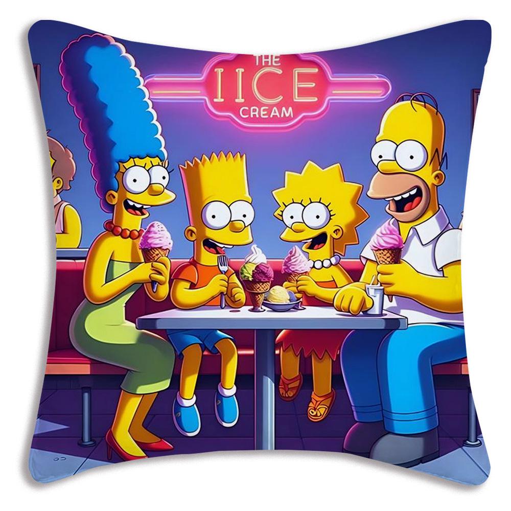 Funda de Almohada de Dibujos Animados Para S-Simpsonss Fundas Decorativas para Sofá del Hogar Impresión a Doble Cara Felpa Corta Funda de Cojín Linda
