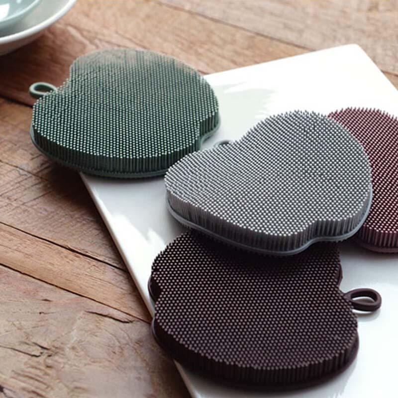 Domestic silicone apple dishwashing sponge (color sent randomly)