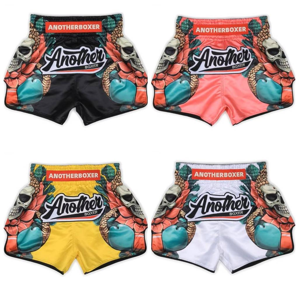 Skull Skeleton Muay Thai Shorts Pants Kickboxing Boxing MMA UFC Unisex Men Women Kid Quick Dry Print Elastic High Waist Polyester Training