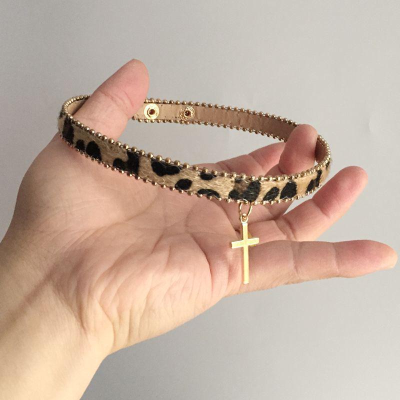 Vintage Leopard Print Choker Necklace for Women - Y2K Niche Style