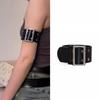 Retro Punk Sliver Color Belt Fastener Black Leather Armband Bracelets for Women Men Arm Belt Fashion Personality Jewelry Gifts