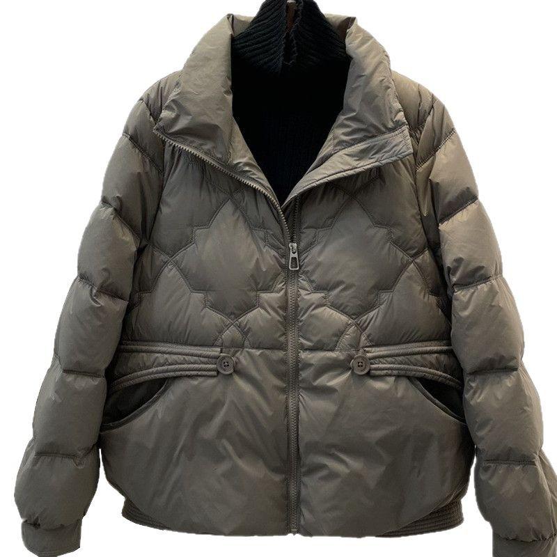 Autumn and Winter New Down Jackets Women's Short Fashion Foreign Style Stand-up Collar European White Duck Down Warm Jacket Tide