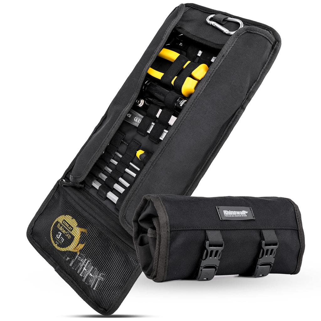 Rhinowalk Tool Bag, Tool Roll Bag for Motorcycles, Waterproof Tool Bag with Wrench Storage, Portable, Multifunctional, and Durable Tool Storage