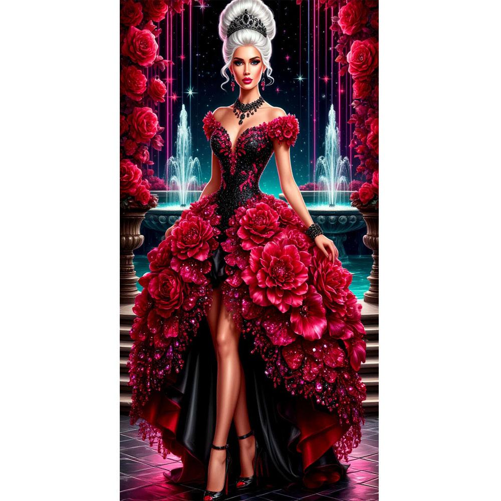 Large Size Mosaic DIY Full Diamond Painting Kits Art Beautiful Woman and Flowers Embroidery Cross Stitch Rhinestones