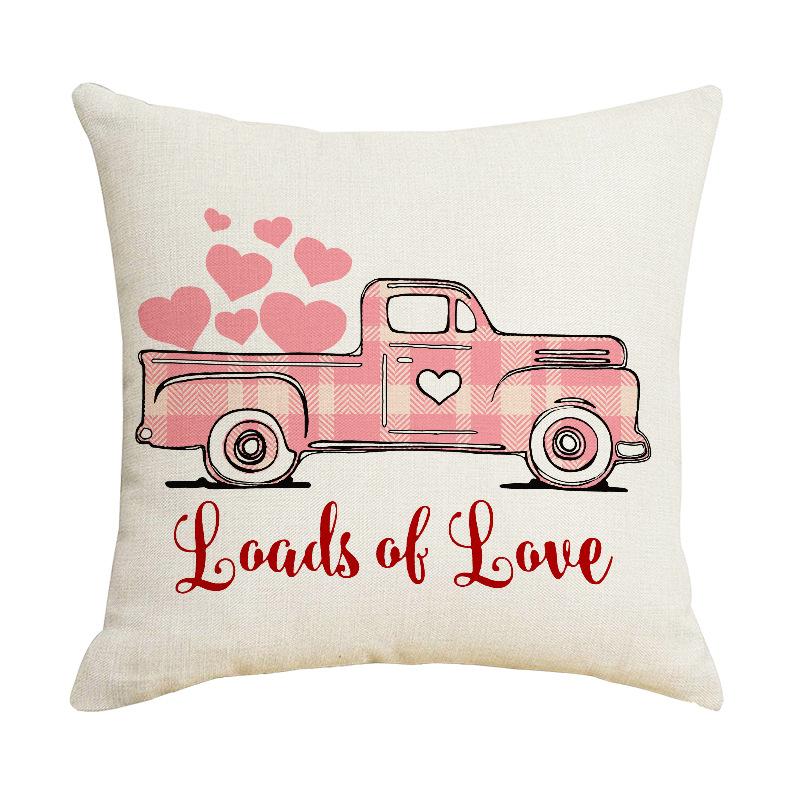 Valentine's Day Pillowcase Spring Farmhouse Decoration Red Pink Truck Love My Heart Home Sofa Decoration Decoration