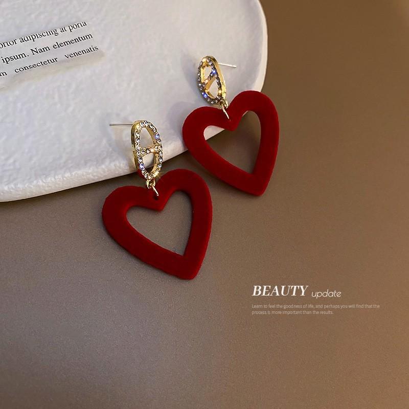 

Серьги с бантом из красного бархата и жемчугом Серебряная игла Анкола - Ретро Высококлассные Осенне-зимние Украшения