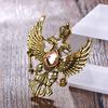MECHOSEN Antique Brooch Eagle and Wings Bird Crown Holy Roman Empire Russia Coat of Arms Cool Crystal Large Fashion Lapel Pin Safety Pin Badge Pin