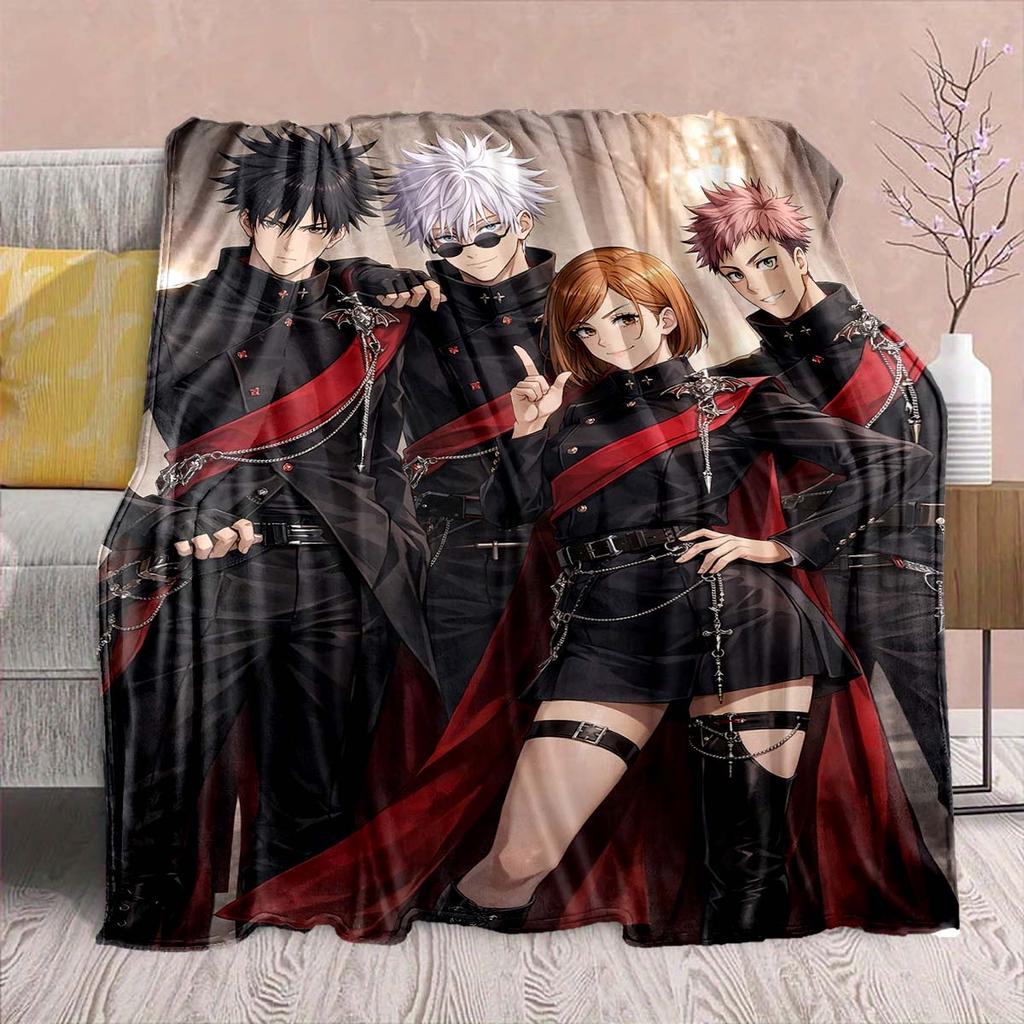 Jujutsu Kaisen Anime Flannel Blanket - Soft Warm Perfect for Sofa, Bedding Camping Travel Office Home Decor -QJY