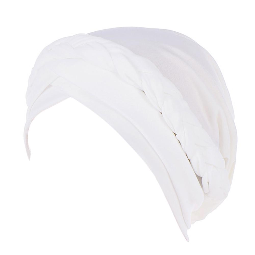 

Women India Hat Muslim One Tail Chemo Scarf Warm Wrap Cap білий