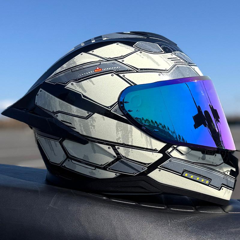 Motorcycle helmet, men's and women's dual lens full face helmet, motorcycle sports car, all season full face helmet DOT