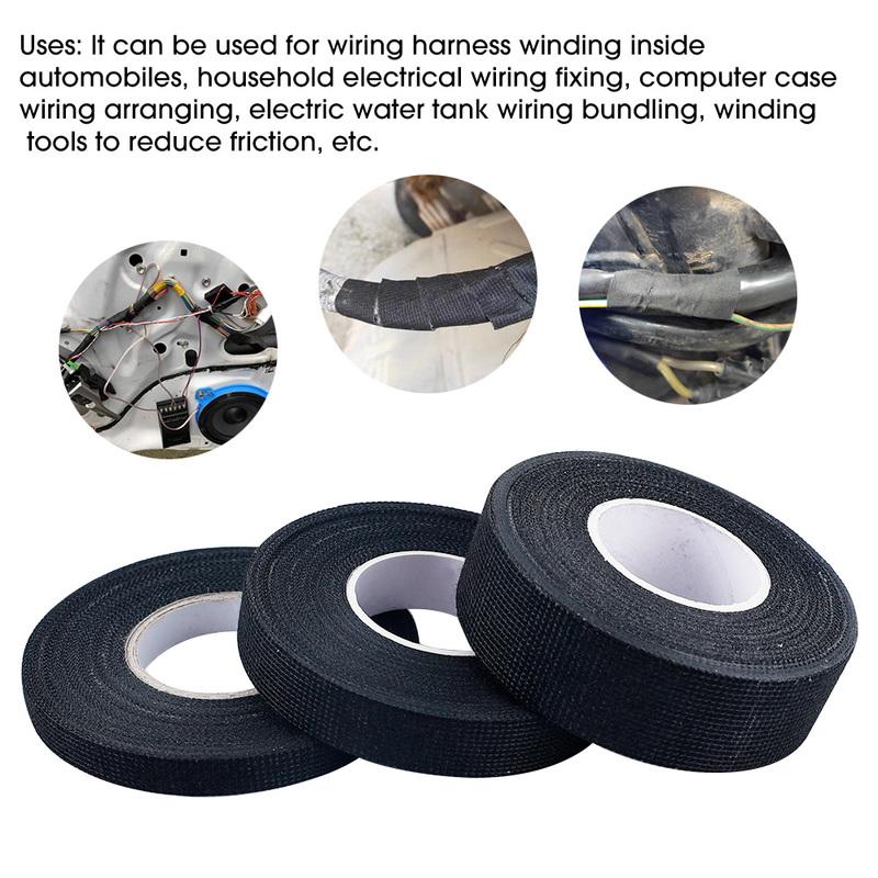 15 Meter Heat-resistant Flame Retardant Tape Flannel Insulation Adhesive Cloth Tape for Car Cable Harness Wiring Loom Protection