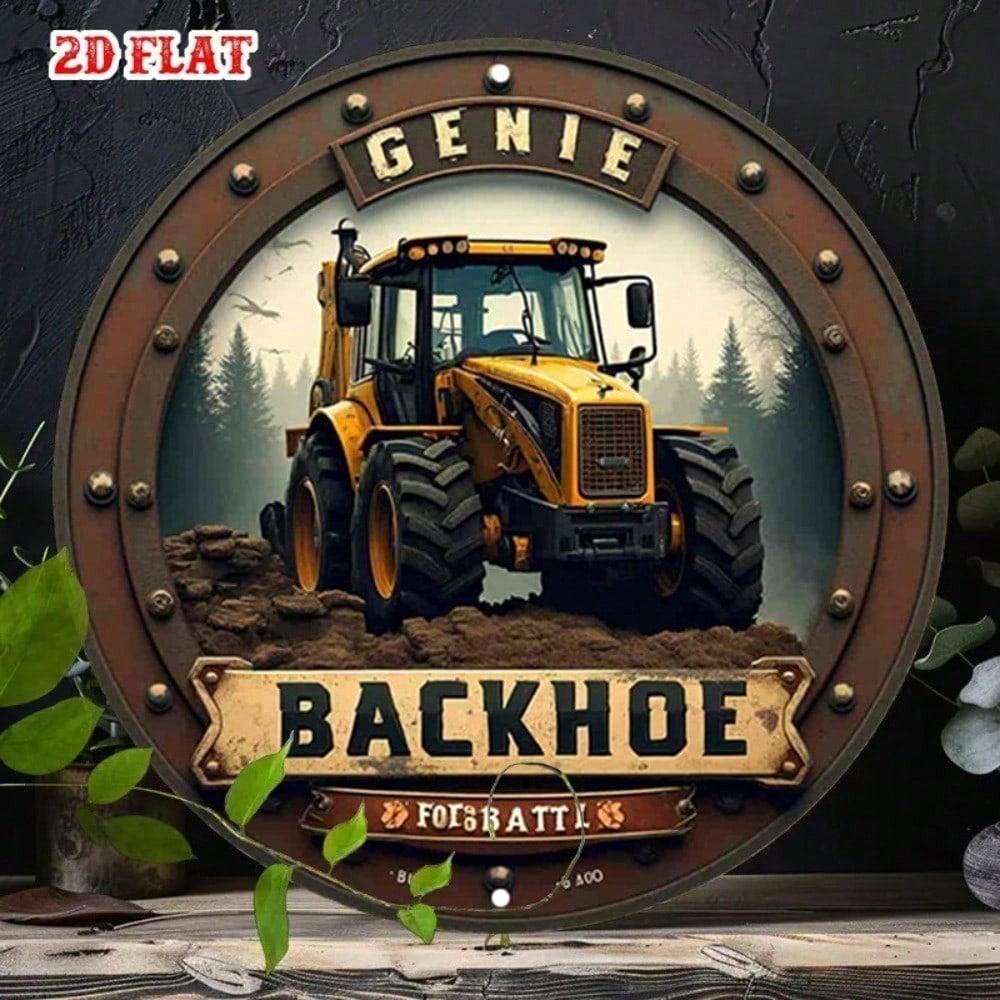 

Vintage Round Backhoe Excavator Metal Tin Sign, Rustic Construction Equipment Wall Art Decor for Garage Man Cave Cafe Bar різнокольоровий
