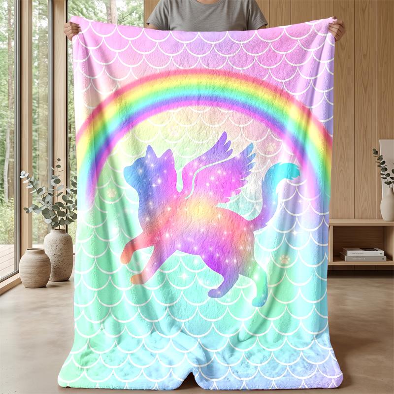 Rainbow Unicorn Fantasy Theme blanket Lightweight Warm Flannel Blanket Decorative Throw Blanket for Home Decoration