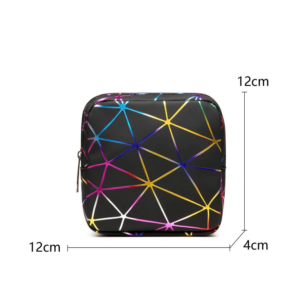 PU Multi-Purpose Diamond Pattern Sanitary Napkin Bag: Portable Menstrual Pad, Lipstick, & Coin Purse for Girls