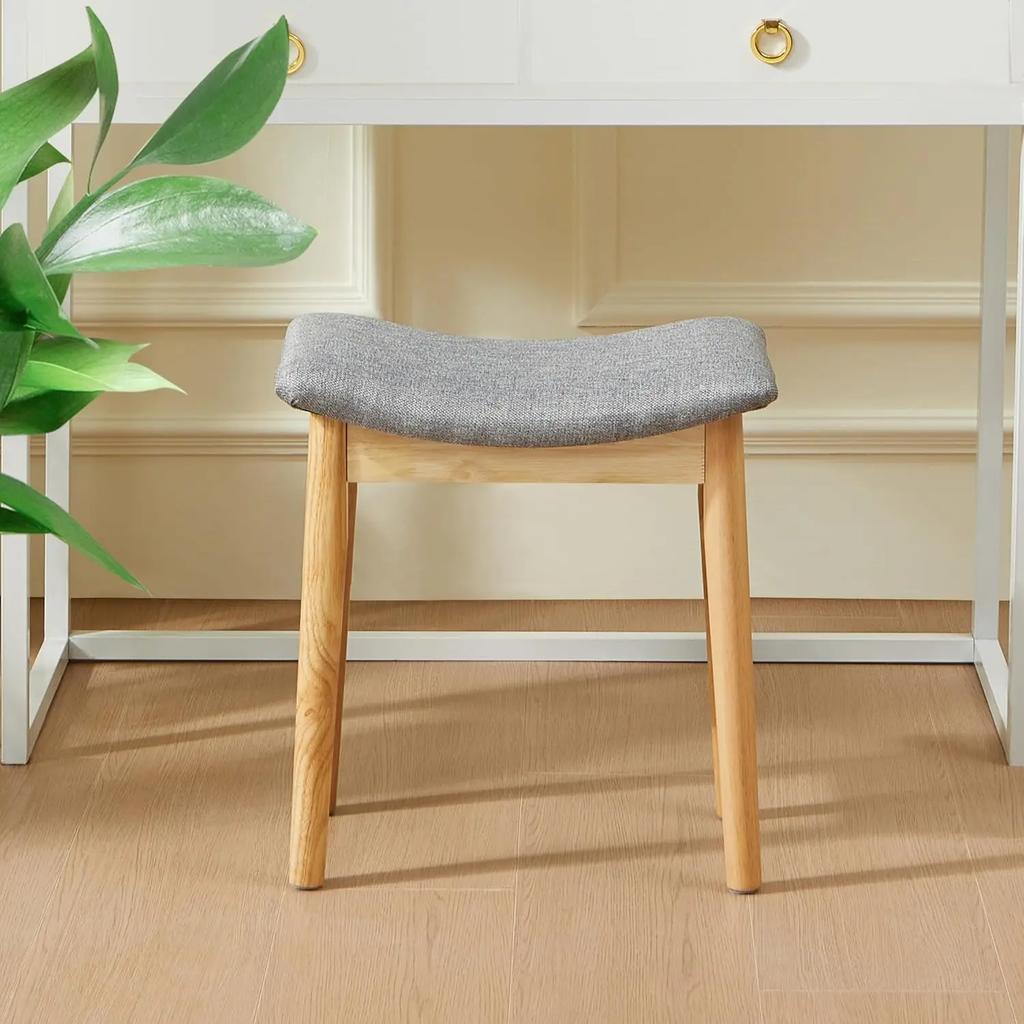 Vanity Stool Vanity Chair Saddle Cushion Ottoman Stool Chair with Solid Wood Legs, Modern Piano Bench Makeup and Foot Stool