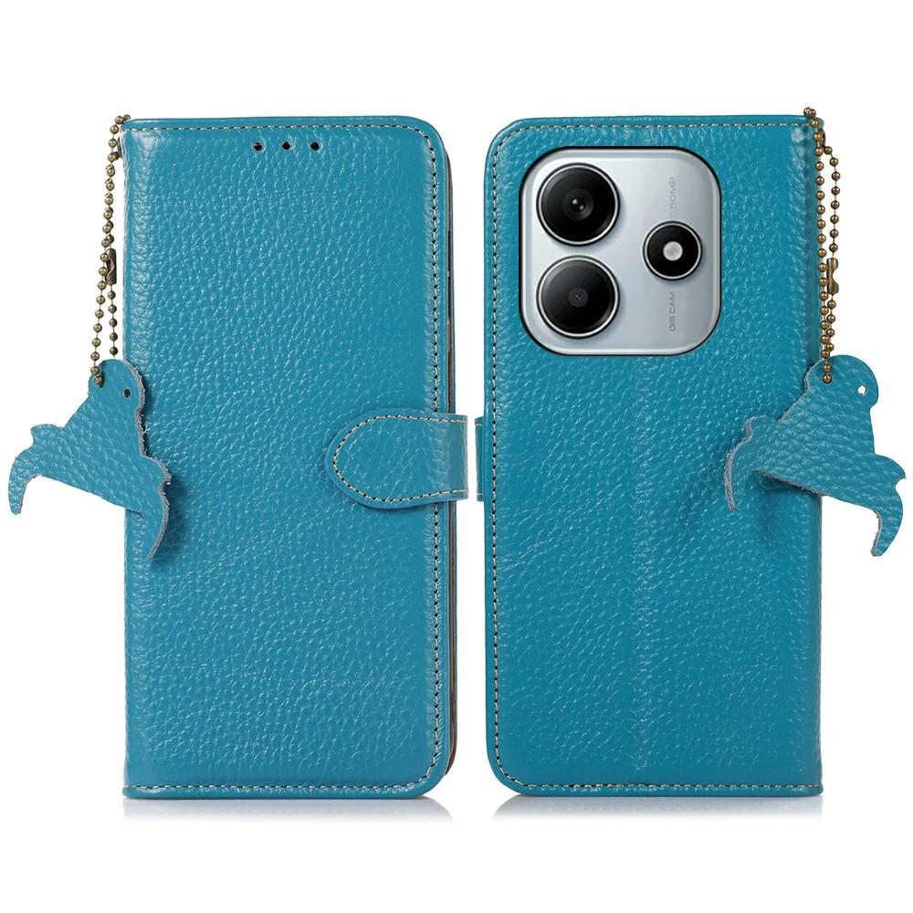 

Для Xiaomi Redmi Note 14 4G (163,25 мм) Чехол-бумажник с RFID-блокировкой из натуральной коровьей кожи для телефона, текстура личи A