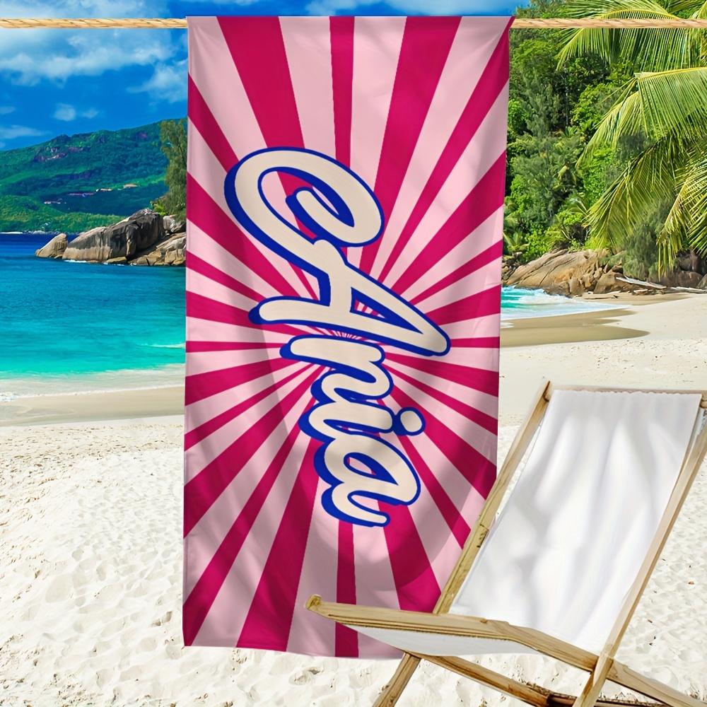 Personalized Striped Beach Towel Custom Name/Logo Microfiber Towel Thin Quick Dry Absorbent for Beach Swimming Yoga Bath Sports