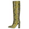 Fashion Brand Design European American Crocodile Sleeve Knee High Women's Boots Large 43 Thick Heel High Boots Show Knight Women's Shoes