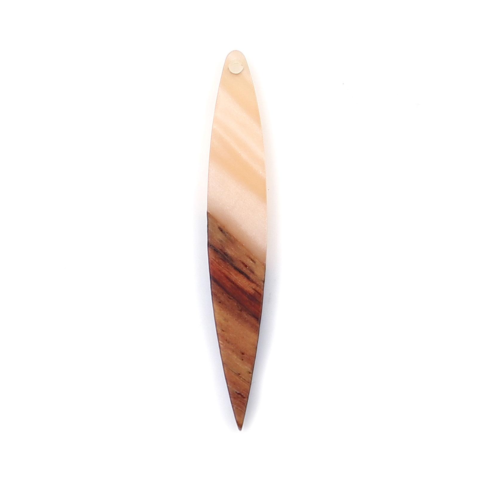 

Resin & Wood Wood Effect Resin Pendants Strip Natural Charms For Diy Earrings Necklace Jewelry Making Findings 4.3cmx0.7cm, 3PCs